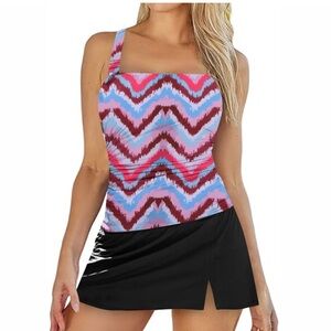 Womens Tankini Swimsuits Two piece Tummy Control Bathing Suit Modest NWOT M